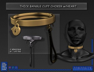 Thick Bangle Cuff Choker wHeart