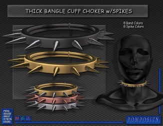 Thick Bangle Cuff Choker wSpikes
