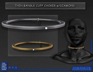 Thin Bangle Cuff Choker wDiamond