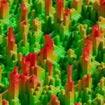 O depósito de dados de pesquisa no campo de Estudos Urbanos Imagem vibrante e colorida mostra uma paisagem criada completamente com blocos de LEGO.