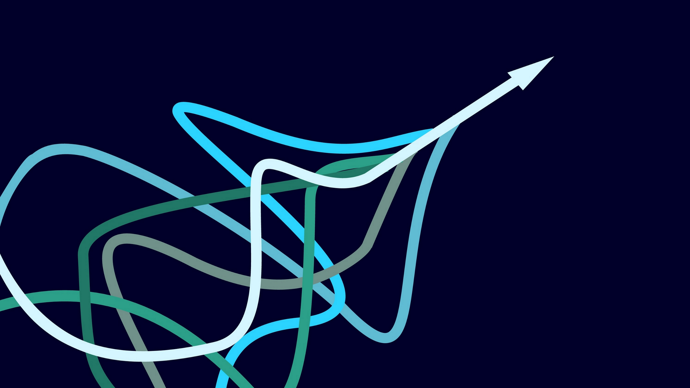 colored ropes converge on dark background