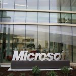 Exterior photograph of a glass-walled Microsoft office.