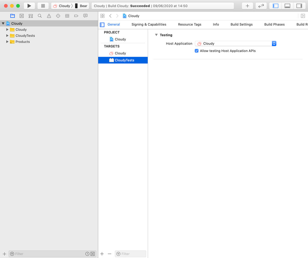The Cloudy project should now have two targets.