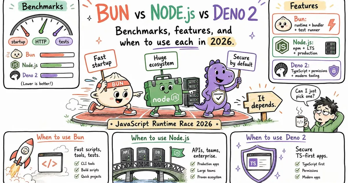 Node.js vs Bun vs Deno 2 in 2026: Which JavaScript Runtime Should You Actually Use?