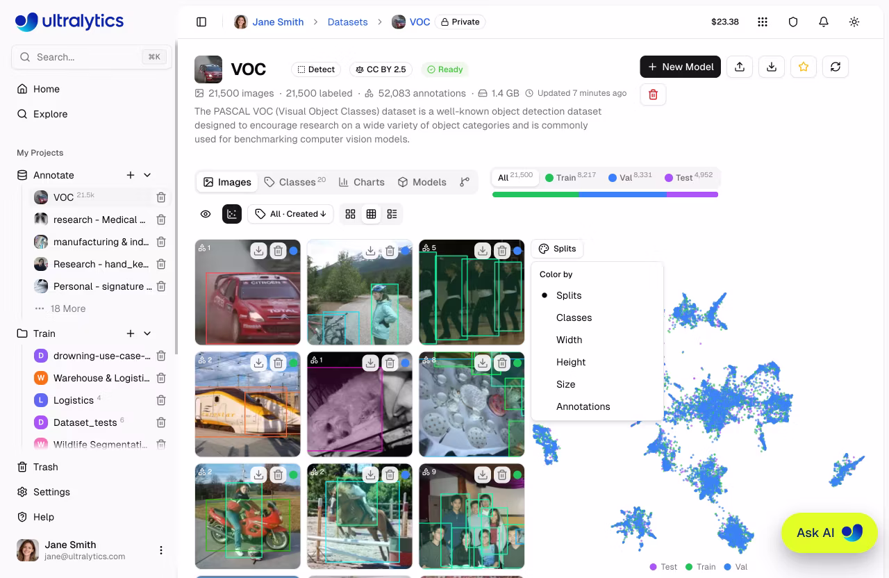 Ultralytics Platform Datasets Clustering Color Modes