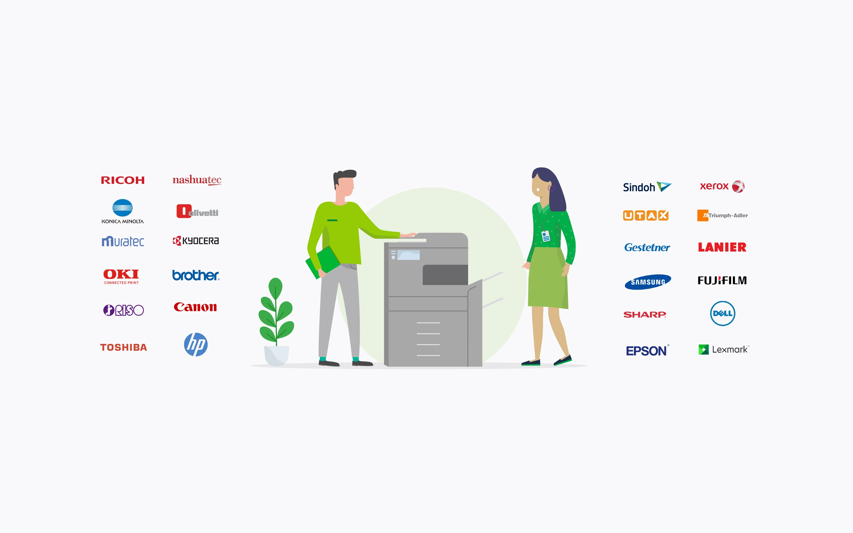 Printer surrounded by embedded brands