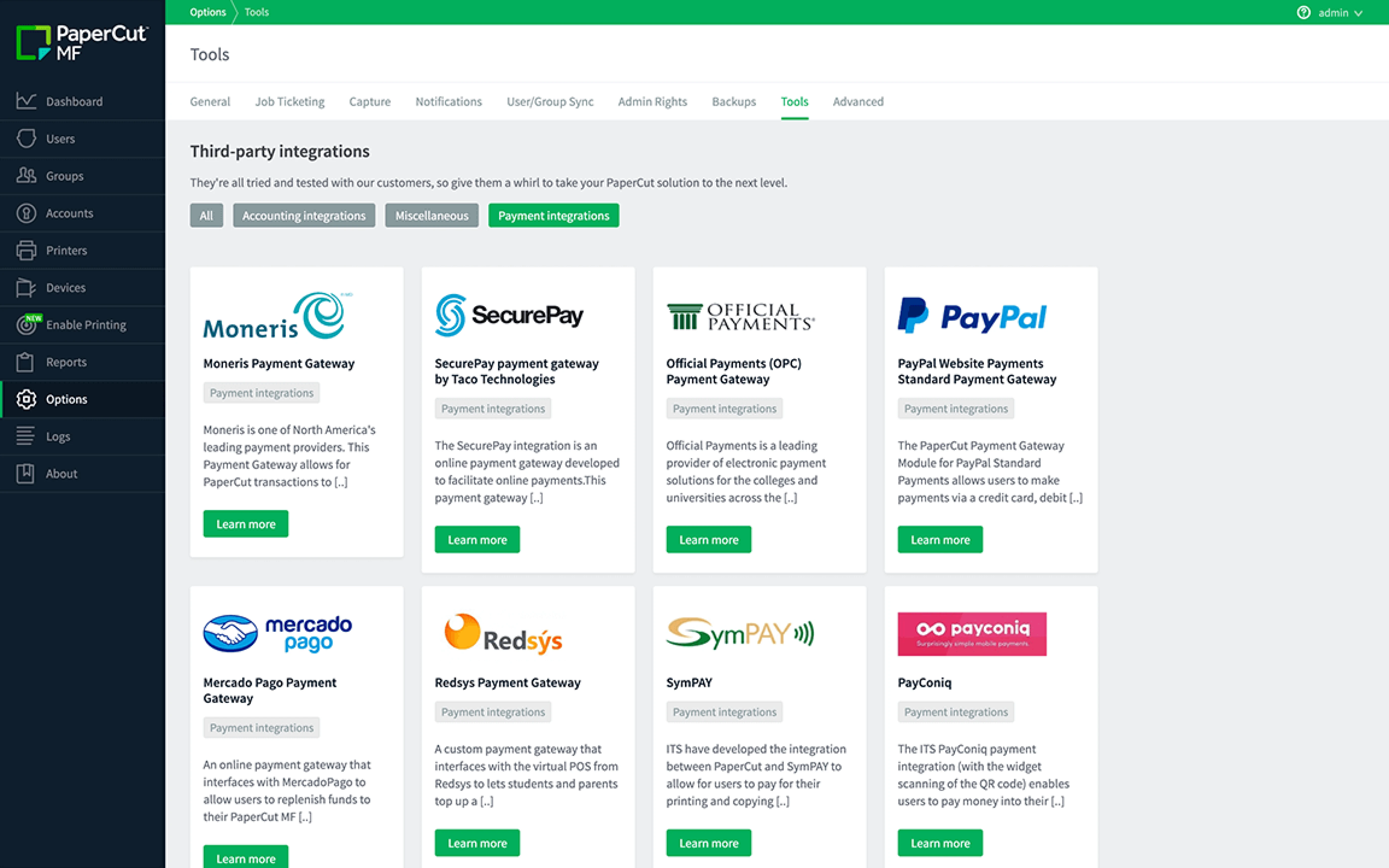 Integrations tiles for MF