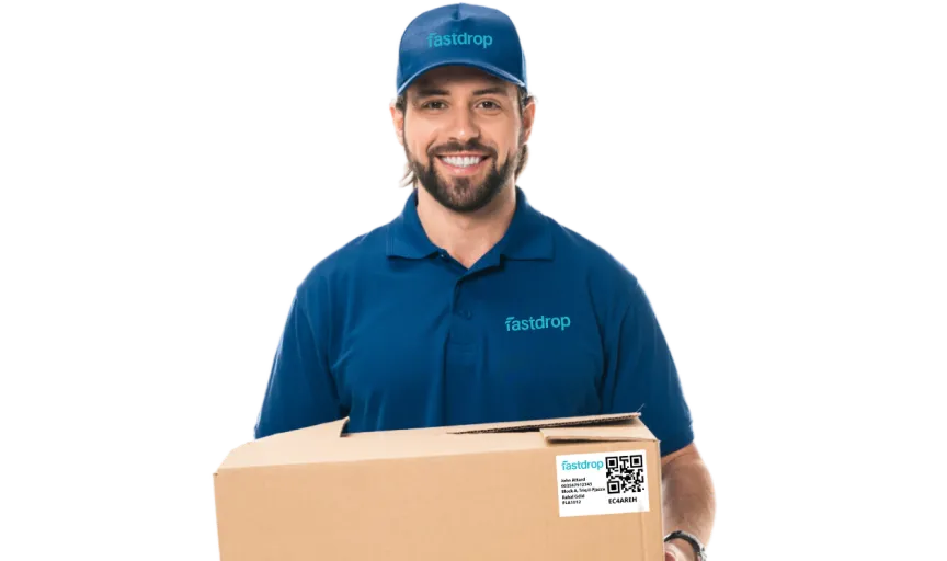 Fastdrop delivery driver with package
