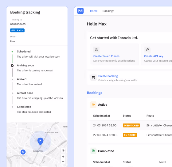 Customer portal dashboard and order tracking