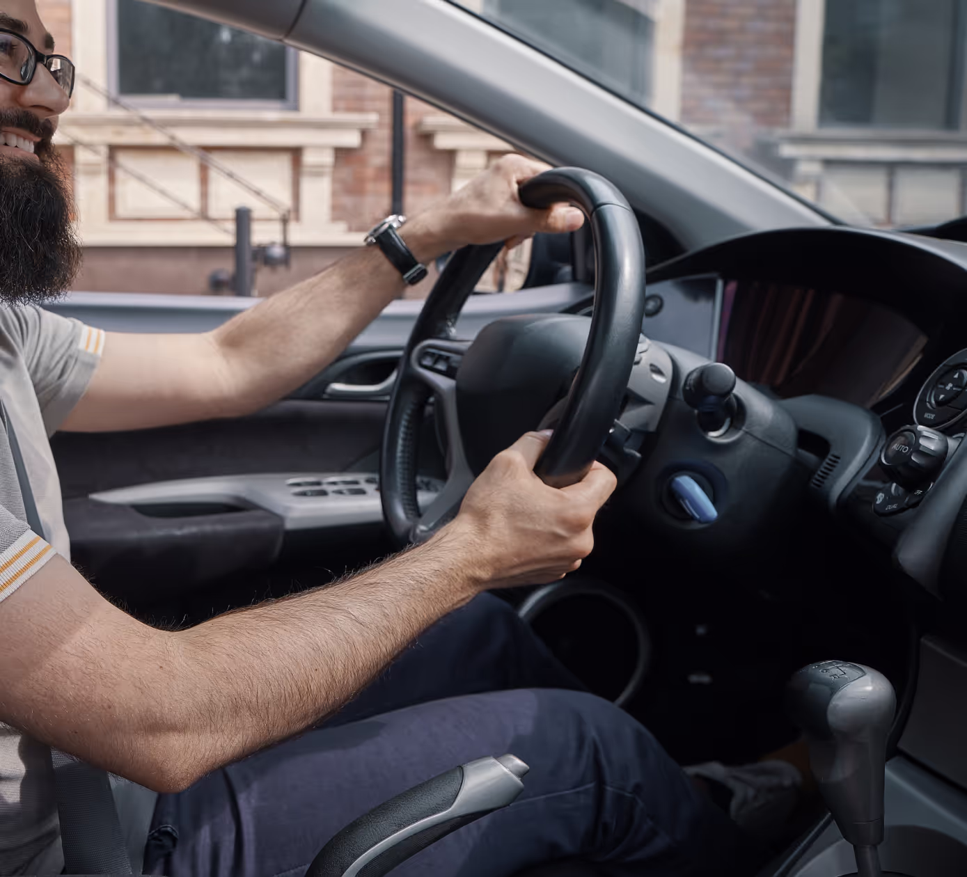Man driving a car