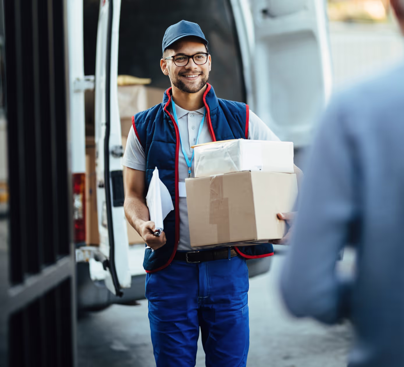 Delivery man delivering packages