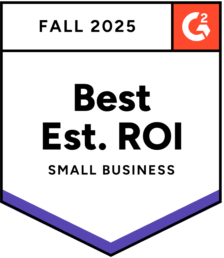 G2 Badge Best Est. ROI Fall 2025