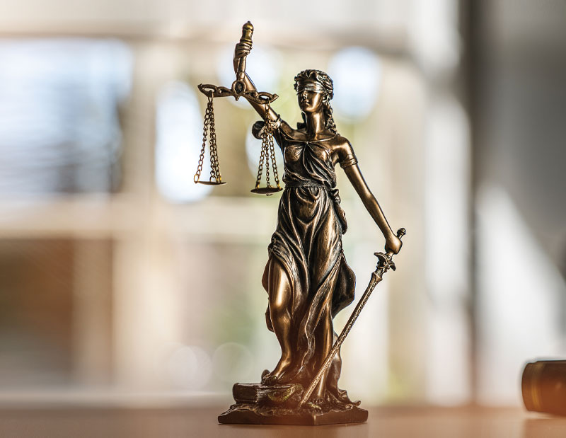Bronze statue of Lady Justice.