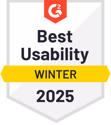 G2 "Best Usability Winter 2025" Badge