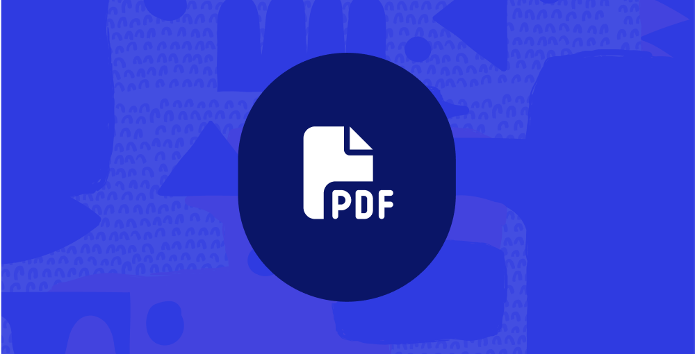 PDF file icon with a white document symbol and 'PDF' text inside a dark blue circle on a blue abstract background.