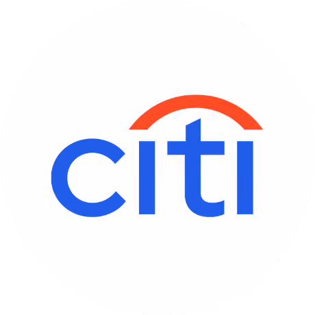 Citi logo with blue text and a red arc above the letters 'ti'.