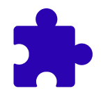 Single dark blue puzzle piece icon on a white background.