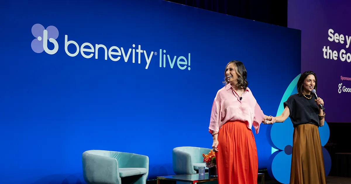 Founder and CEO of Not Impossible Labs, Mick Ebeling presenting onstage at Benevity Live!