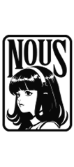 Black logo with the word NOUS above a stylized face of a person in a rectangular frame.