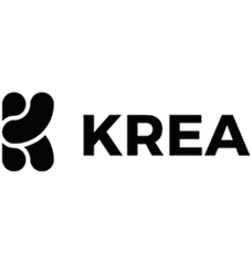 Stylized letter K logo with the word KREA in bold uppercase letters.