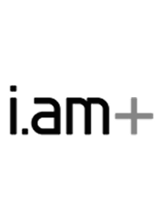 Text logo reading 'i.am+' with plus sign in gray color.