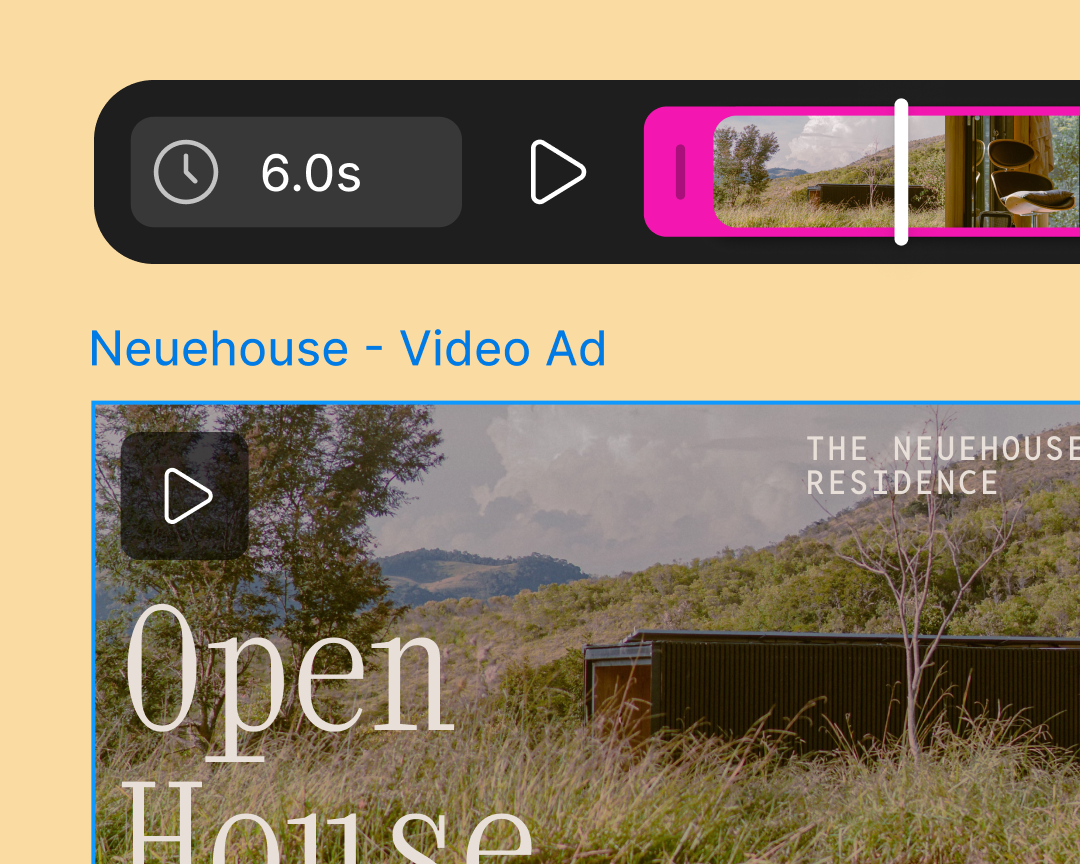 open house video ad with seconds clock and play button