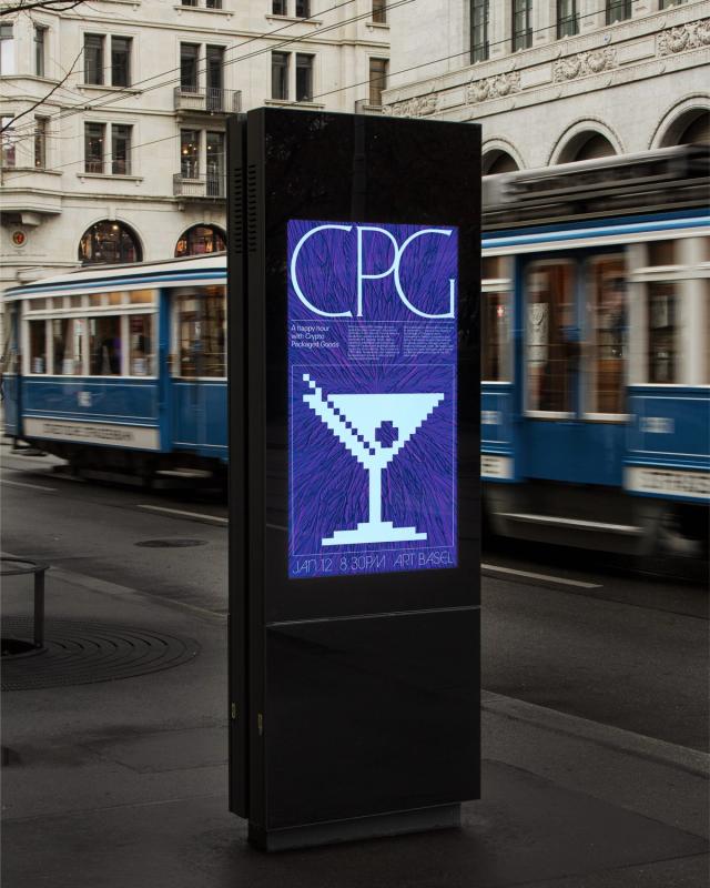 Poster for CPG (Crypto Packaged Goods) happy hour