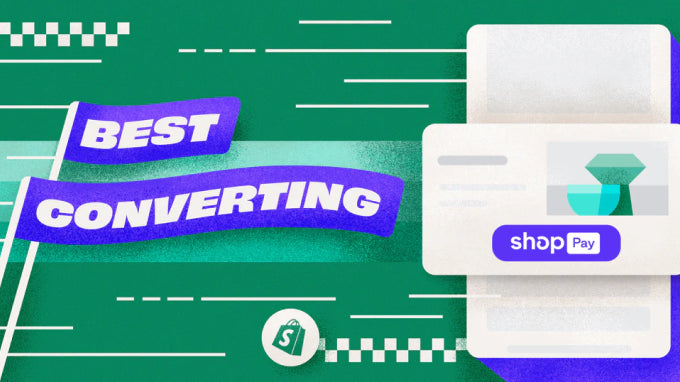 A graphic showcases the Shop Pay logo and title of best converting.