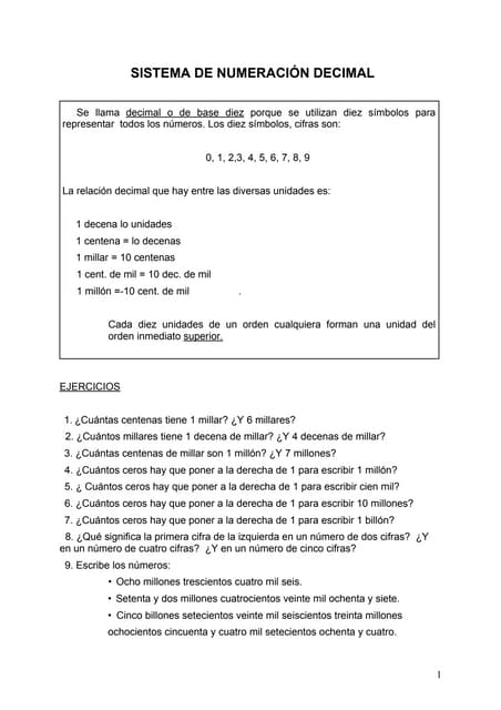 Sistema de Numeracion Decimal