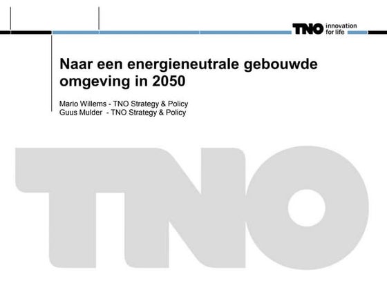 Energieneutrale Gebouwde Omgeving in 2050