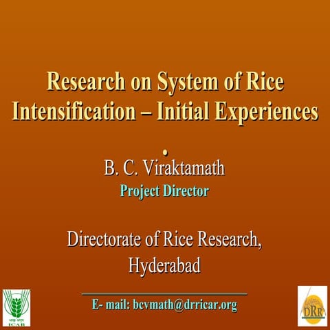 0736 Research on System of Rice intensification - Initial Experiences
