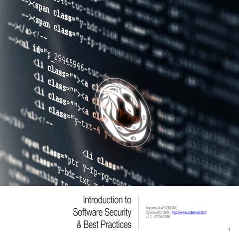 Introduction to Software Security and Best Practices