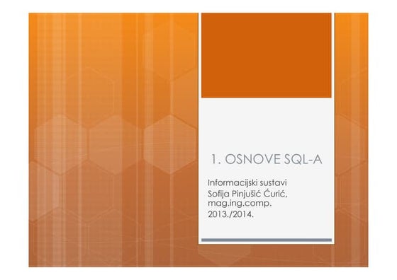 1. Osnove SQL-a