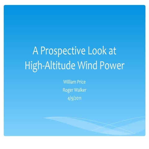 A Look at High-Altitude Wind Power Generation