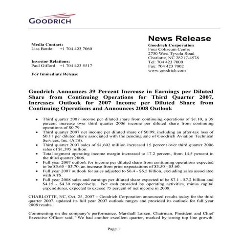 goodrich  3Q07release