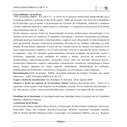 generalidades de una firma de auditoria