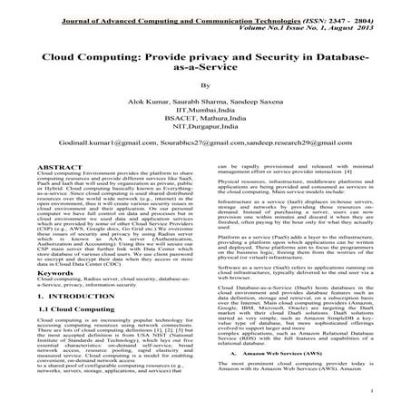 Cloud Computing: Provide privacy and Security in Database-as-a-Service