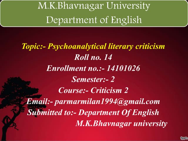 Term Psychoanalytical literary criticism