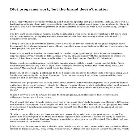 Diet programs work, but the brand doesn't matter