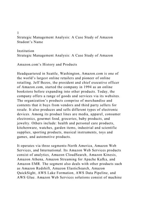 1Strategic Management Analysis A Case Study of AmazonStuden.docx
