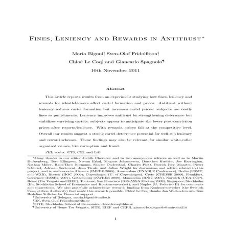 Fines, Leniency and Rewards in Antitrust