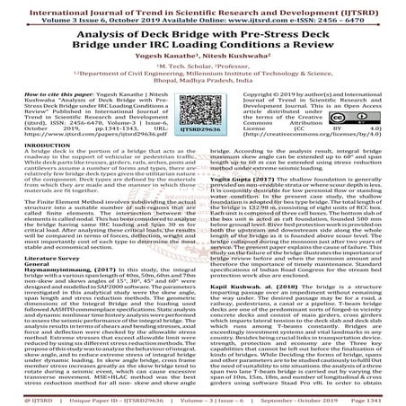 Analysis of Deck Bridge with Pre Stress Deck Bridge under IRC Loading Conditi...