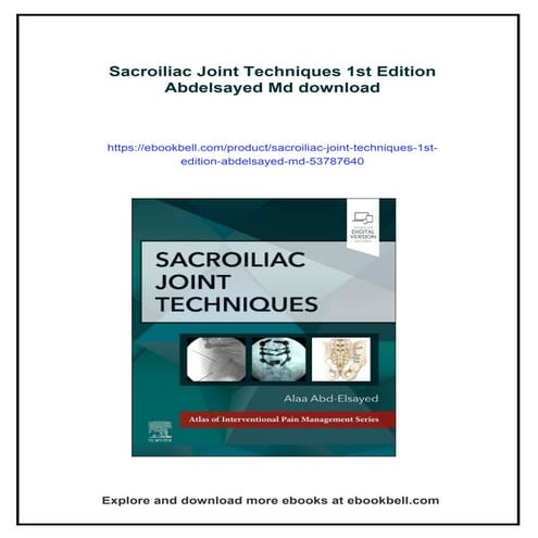 Sacroiliac Joint Techniques 1st Edition Abdelsayed Md