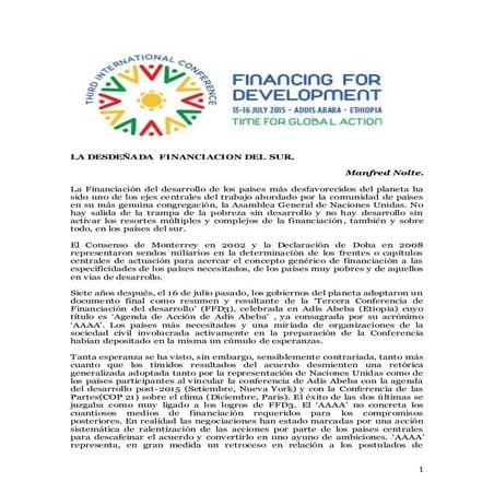 La desdeñada financiacion del sur