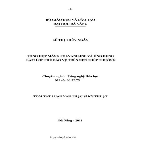 Luận văn Tổng hợp màng polyaniline và ứng dụng làm lớp phủ bảo vệ trên nền th...