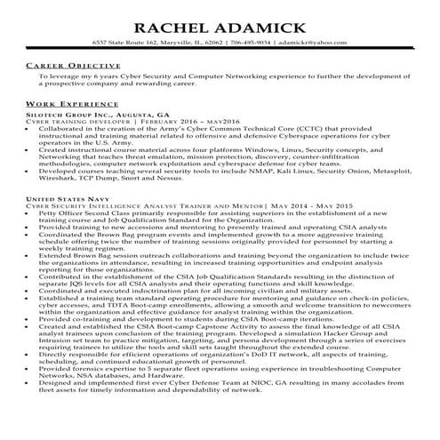 Rachel Resume