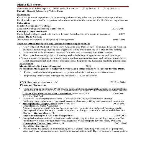 _Medical Front Desk_Resume