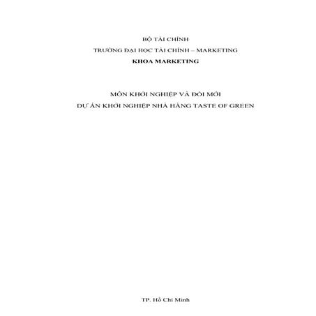 Khởi nghiệp và đổi mới Dự án khởi nghiệp nhà hàng Eat Clean, Healthy Food Tas...