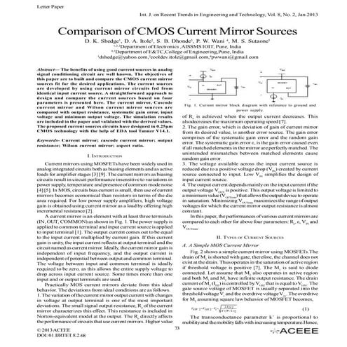 Comparison of CMOS Current Mirror Sources