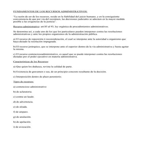 FUNDAMENTOS DE LOS RECURSOS ADMINISTRATIVOS